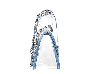 STYLISH CLEAR AND DENIM DESIGN CROSSBODY BAG