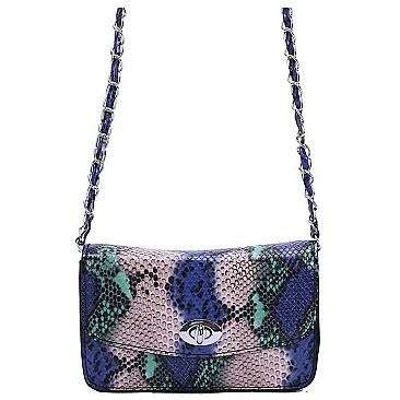 COLORFUL SNAKE SKIN CROSS BODY BAG