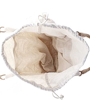FASHION TWO TONE BAMBOO DESIGN TOTE BAG