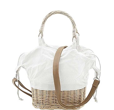 FASHION TWO TONE BAMBOO DESIGN TOTE BAG