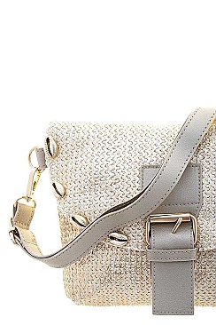 CHIC SHINING SHELL BUCKLE CROSSBODY BAG