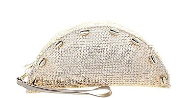 TRENDY SHINING SHELL TACO SHAPED HAND CLUTCH