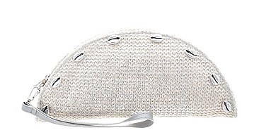 TRENDY SHINING SHELL TACO SHAPED HAND CLUTCH