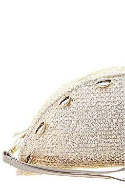 TRENDY SHINING SHELL TACO SHAPED HAND CLUTCH