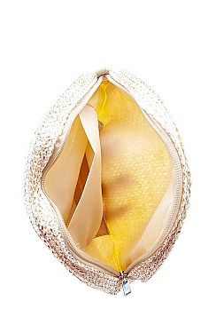 TRENDY SHINING SHELL TACO SHAPED HAND CLUTCH