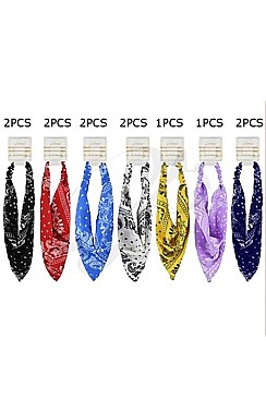 Pack of 12 Fashion Assorted Color Paisley Pattern Headband With Hair Pins