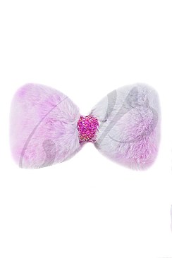 Pack of 12 Fashionable Assorted Color Soft Fur Ribbon Bow Clip