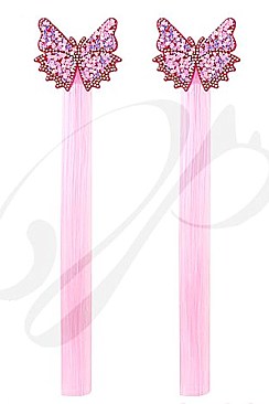 Pack of 12 Bright Assorted Color Butterfly Theme Hair Extensions