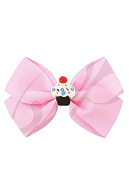 Pack of 12 Charming Assorted Color Cupcake Theme Hair Bow Clip