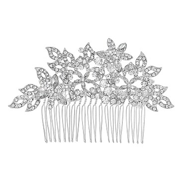 FASHIONABLE FLOWERED RHINESTONE SIDE HAIR COMB SLHCH2152