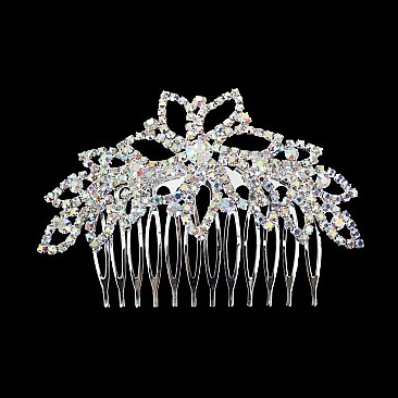 Elegant Style Floral Rhinestone Hair Comb SLHCH2215