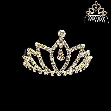 STYLISH LOTUS W/ DANGLE RHINESTONE COMB TIARA SLHCW116