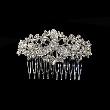 STONE 3 FLOWERS ON FRONT BRIDAL COMB SLHCY7324