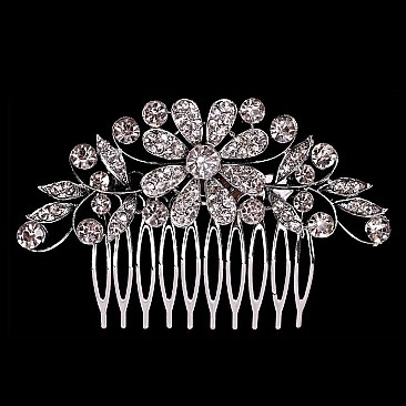 Fashionable Style Large Rhinestone Flower in Center Side Comb SLHCY8048
