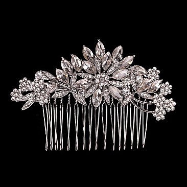 Elegant Style Flower Rhinestone Side Hair Comb SLHCY8177