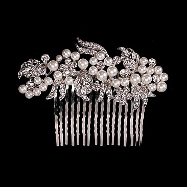 FASHIONABLE BRIDAL PEARL & RHINESTONE HAIR COMB SLHCY8785