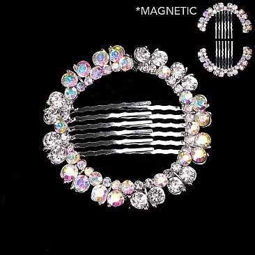 ELEGANT TWO PC RHINESTONE HAIR MAGNET COMB SLHCY8866