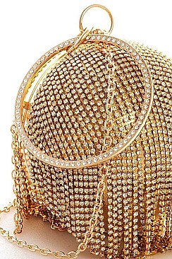 DESIGNER MULTI RHINESTONE BALL CLUTCH WITH CHAIN