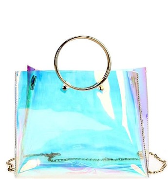 Enchanting See through Ring-Handle Tote Bag with Chain Style No.	JY-HD-3064