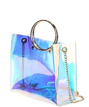 Enchanting See through Ring-Handle Tote Bag with Chain Style No.	JY-HD-3064