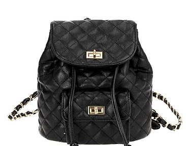 TRENDY LINKED CHAIN STRAP QUILTED BACKPACK