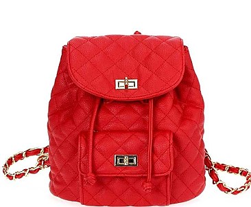 TRENDY LINKED CHAIN STRAP QUILTED BACKPACK