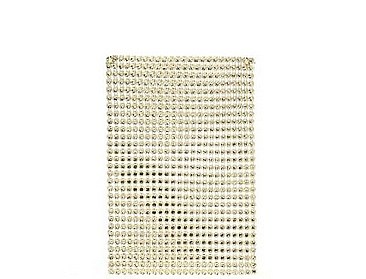 MULTI RHINESTONE SEQUENCE POUCH WITH LONG CHAIN