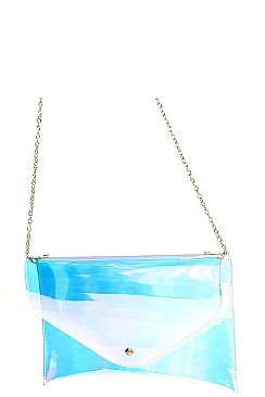 MODISH TRANSPARENT ENVELOPE CLUTCH WITH CHAIN JYHD-3449