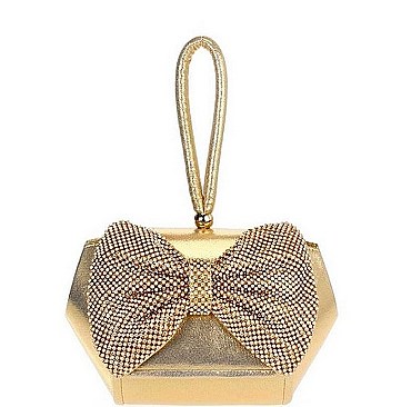 Rhinestone Bow Evening Clutch Bag