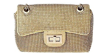 CUTE MULTI RHINESTONE CROSS BODY WITH LONG CHAIN