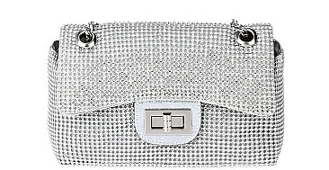 CUTE MULTI RHINESTONE CROSS BODY WITH LONG CHAIN