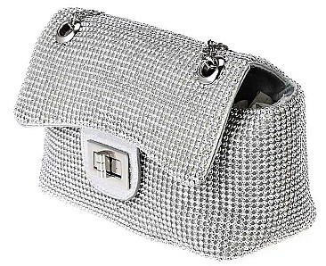 CUTE MULTI RHINESTONE CROSS BODY WITH LONG CHAIN