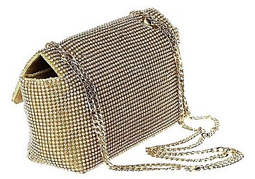 CUTE MULTI RHINESTONE CROSS BODY WITH LONG CHAIN