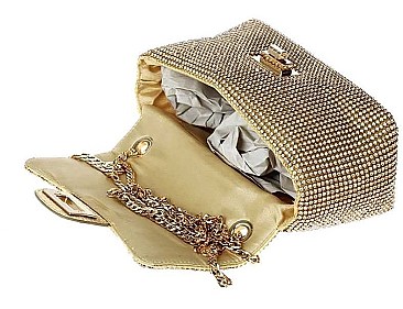 CUTE MULTI RHINESTONE CROSS BODY WITH LONG CHAIN