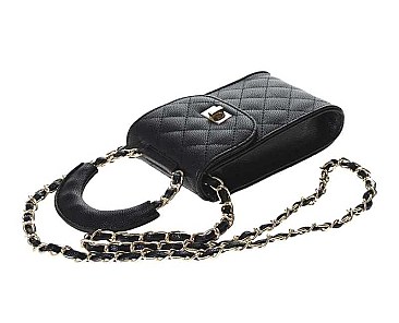 QUILTED FLAPOVER WITH ROUND LINK HANDLE CROSSBODY BAG