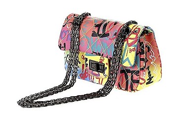 FASHION GRAFFITI STYLISH QUILTED CROSSBODY BAG