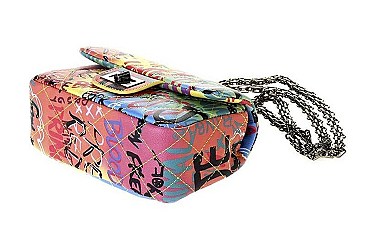 FASHION GRAFFITI STYLISH QUILTED CROSSBODY BAG