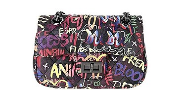 FASHION GRAFFITI STYLISH QUILTED CROSSBODY BAG
