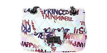 FASHION GRAFFITI STYLISH QUILTED CROSSBODY BAG
