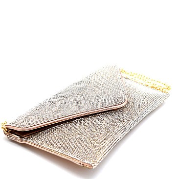 Rhinestone Embellished Envelope Clutch