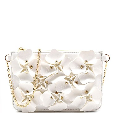 HD2818-LP Studded Flower Accent Patent Wristlet Cross Body