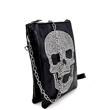 HD2908-LP Rhinestone Embellished Skull Compartment Cellphone Holder Cross Body