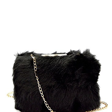 HD2986-LP Faux-Fur Metal Frame Hard Clutch