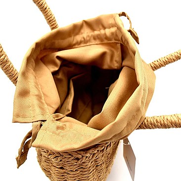 HD3031-LP Drawstring Finish Medium Straw Basket Carry Bag