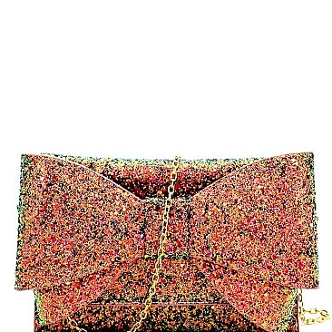 HD3037-LP Glittered Large Bow Accent Clutch