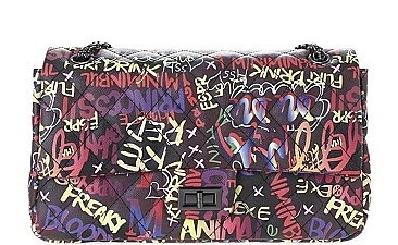 FASHION GRAFFITI STYLISH QUILTED CROSSBODY BAG