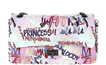 FASHION GRAFFITI STYLISH QUILTED CROSSBODY BAG