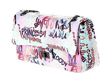 FASHION GRAFFITI STYLISH QUILTED CROSSBODY BAG