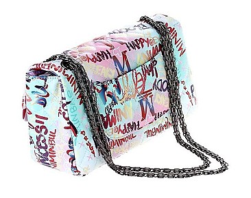 FASHION GRAFFITI STYLISH QUILTED CROSSBODY BAG