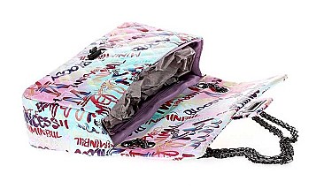 FASHION GRAFFITI STYLISH QUILTED CROSSBODY BAG